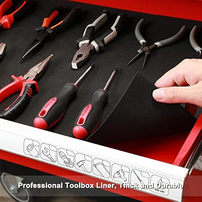 CASOMAN Professional Tool Box Liner and Drawer Liner - 24 inch (Wide) x 24 feet (Long), Non-Slip,Easy Cut, Black