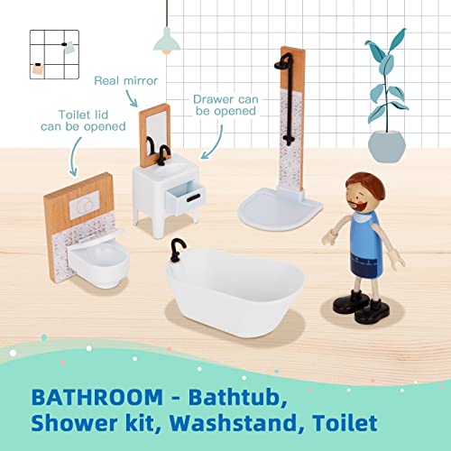 Oook Dollhouse Furniture Set For Kids, 27 Pcs Dollhouse Accessories With 6 Family Dolls, Miniature Doll House Furniture Toys Pretend Play Gift For Girls Boys Age 3+ #TOP4