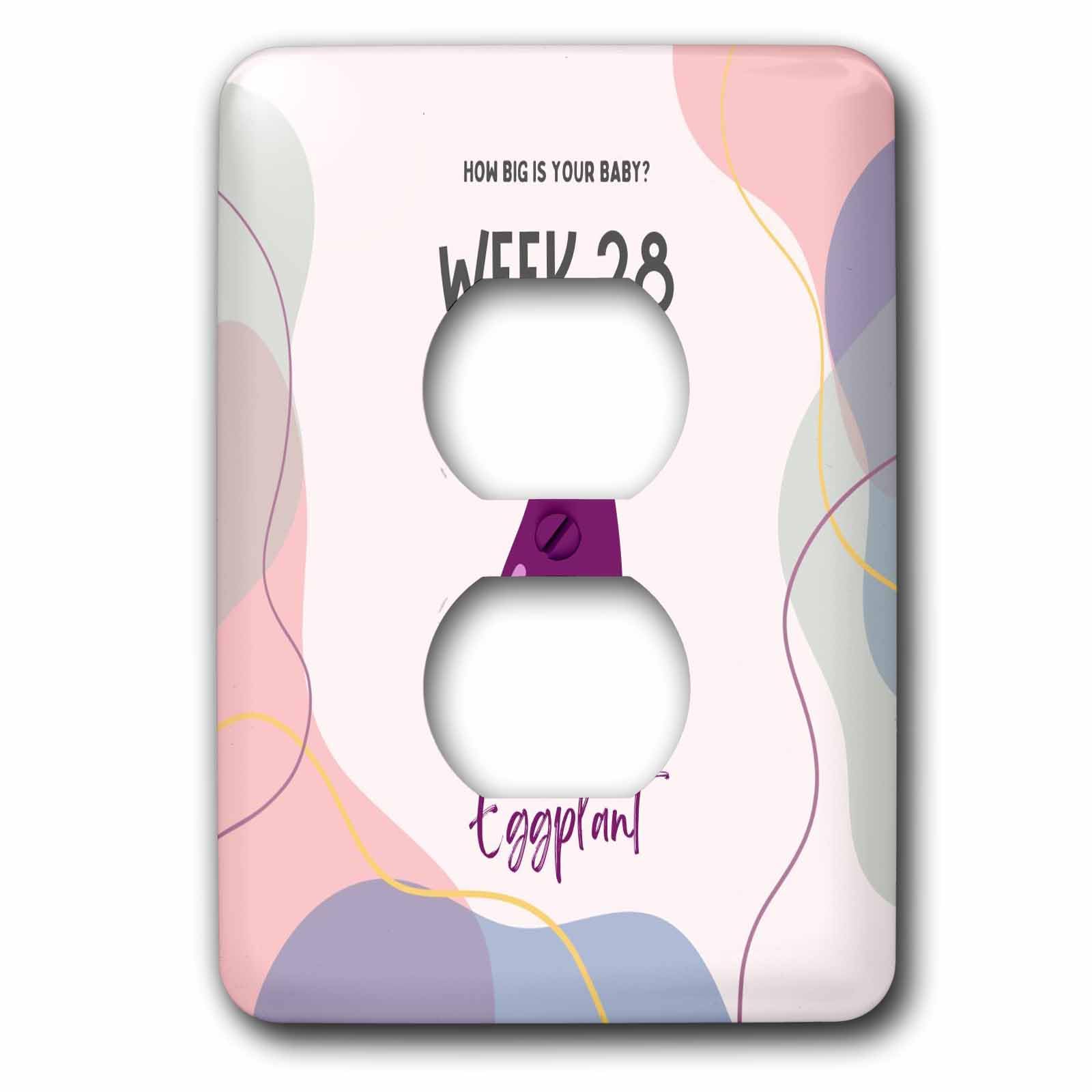 3dRose Image of Eggplant how big is your baby week 28 - Light Switch Covers (lsp-388480-6)
