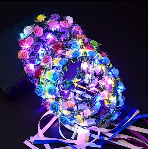 5 Teile/satz Mischfarben LED Blinkende Rosen Blume Krone Stirnbänder...
