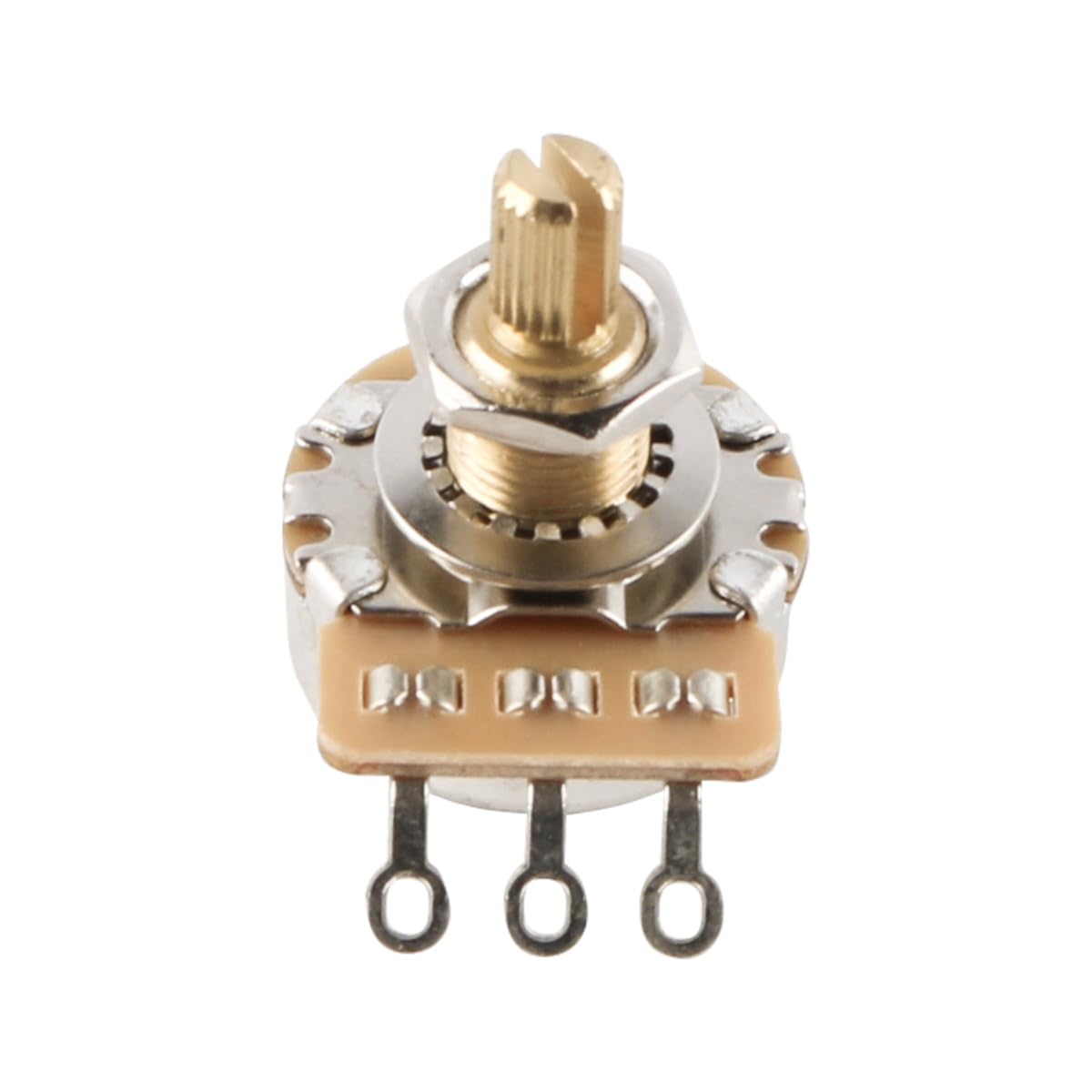Sarini Short Brass Shaft Control Pots A500K Taper Potentiometers 24 Spline Split Shaft D3/8" for Electric Guitar Volume Tone Control Replacement Parts Potentiometers - Image 3