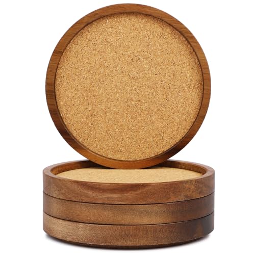 Wooden Drink Coasters Set of 4 for Tabletop