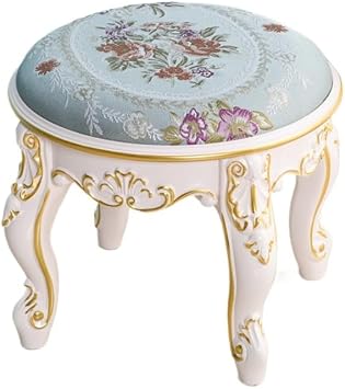 Dressing Chair, Chair, Round Seat, Gold Painted, Antique Furniture Retro Design, European Style, Shoe Bench, ABS Plastic Claws, Dressing Table, Home, Bedroom, Entryway, Makeup A,32*32*28cm