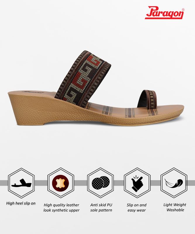 Image of PARAGON PUK7027L Women's Sandals | Stylish Slip on wedges with Cushioned Soles | Trendy Lightweight Durable & Comfortable Fashion Slippers for Outdoor Use
