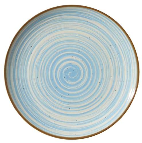 METRO Professional Assiette Plate en Grès, 26 cm, Motif Spirale Bleu, Empilable, Lot de 6