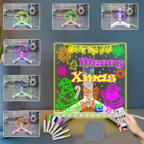 Yan-tech Veilleuse LED DIY Tableau d'affichage Clair 5,91 x 5,91 Pouces avec télécommande Réglage de la luminosité Gradation 7 Couleurs modifiables Lampe de Bureau à minuterie d'arrêt Automatique ave