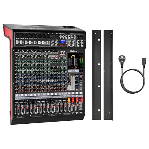 Micfuns X16 DJ Console Mixer 24 bit 16-Input 6-Bus Mixer with Effects with Sound Board USB Audio Interface with shock (X16)