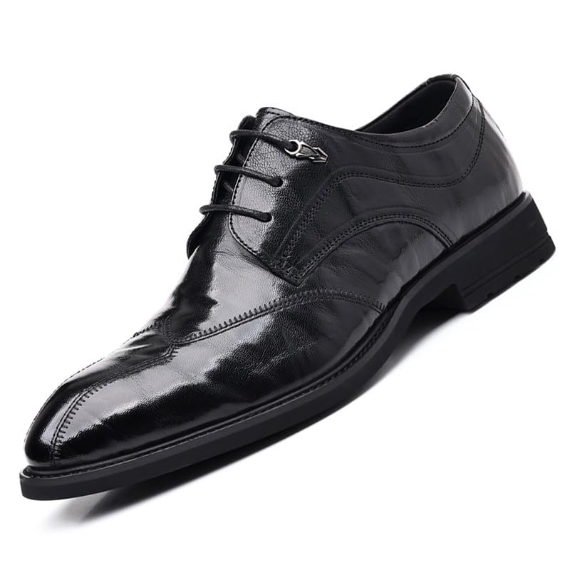 Mens Printed Leather Lace Up Oxford Shoes Pointed Toe Dress Business Casual Fashion Tuxedo Shoes