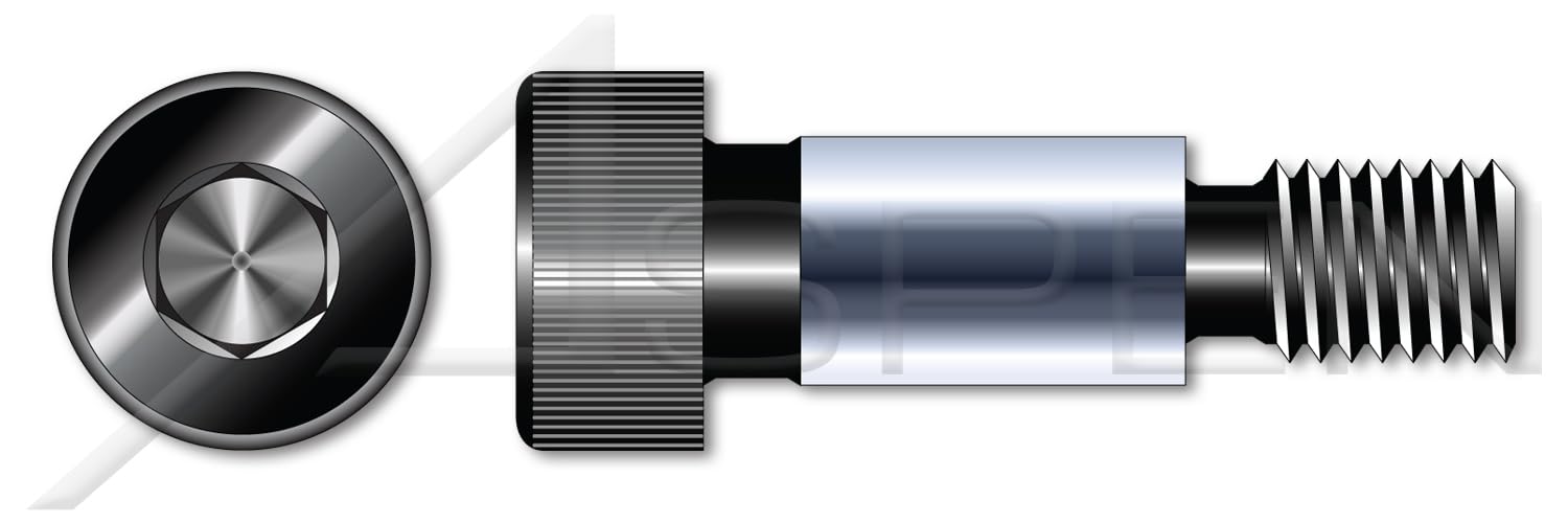 (10 pcs) M4-0.7 X 25mm, Shoulder=5mm, ISO 7379, Metric, Hex Socket Drive Shoulder Screws, Class 12.9 Steel, Plain