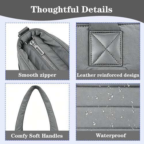 Image of Office Bag for Woman, Tote Bag for College Girls, Professional Work Bag for Daily Commute and Travel, Spacious Puffy Handbag in Gray Color, Ideal for Office Use and Business Trips