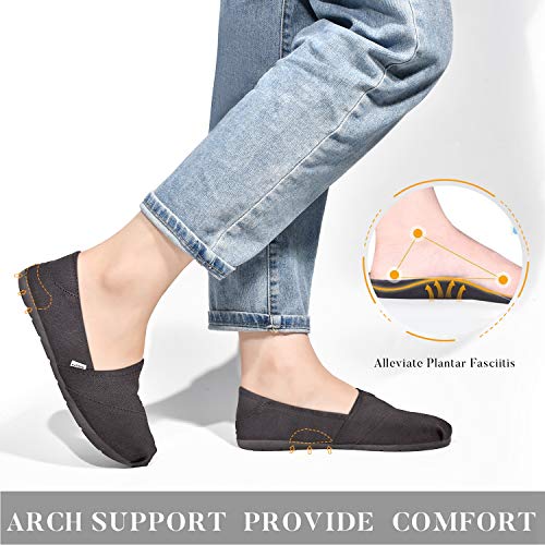 Pthann Classic Black Flats Shoes Women With Arch Support, Black Loafers For Women Canvas Shoes Walking Flats With Memory Foam, Comfortable Non Slip On Shoes For Women To Wear Daily #TOP2