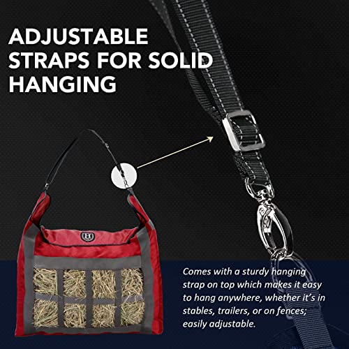 Harrison Howard Premium Durable Slow Feed Horse Hay Bags Oxford Cloth Heavy Duty Large Capacity Horse Feeding Bag-Scarlet Red by Harrison Howard - Image 4