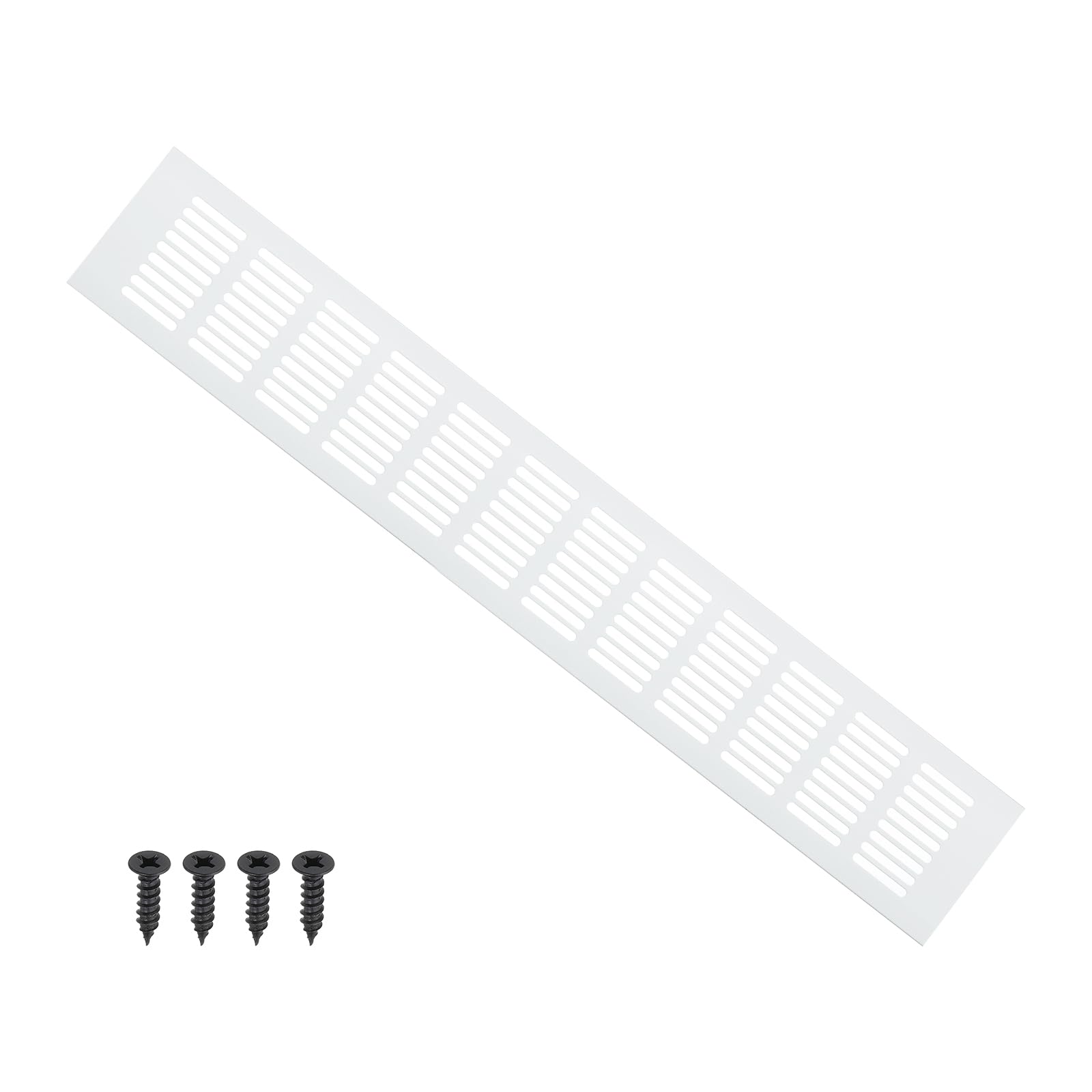 PATIKIL 20 x 3 Inch Door Air Vent Cover, 1 Pcs Heavy Duty Aluminum Grille Ventilation Cover Louvered with Mounting Screws for Cabinet Wardrobe Door, Silver