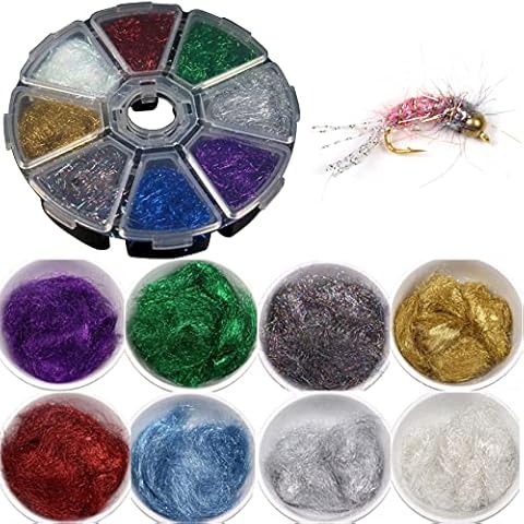 GREATFISHING 8 Colors Combo Fly Tying Flash Binding Material Ice Silk Wing Nymph Binding Material Ice Silk Body Fiber Fly Tying Materials Cover