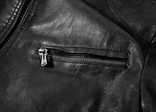 Image of WULFUL Men's Stand Collar Leather Jacket Motorcycle Lightweight Faux Leather Outwear