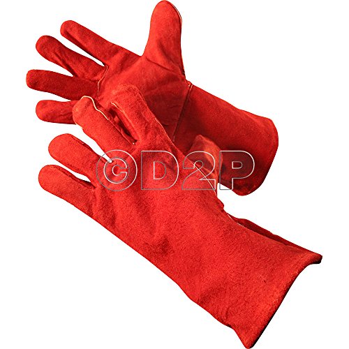 1 Pair Welding Gloves Long Leather Gauntlets - Heat Resistant Lined Welders Gloves with Flexible Leather - Protective Gear for Welding, Gardening & More | Durable & Comfortable - With Reinforced Palm