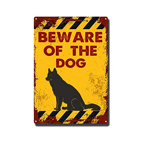 RSPYOAG Metall-Blechschilder, Vintage-Blechschild, Aufschrift "Beware of the Dog", Retro-Warnschild, Wanddekoration für Zuhause, Bauernhof, 20,3 x 30,5 cm