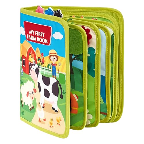 Upptagen leksak för barn - Praktiska sensoriska aktivitetssidor, interaktiv inlärningsbok för småbarn | Tyst pedagogisk leksak för resor och bilresor, byggare