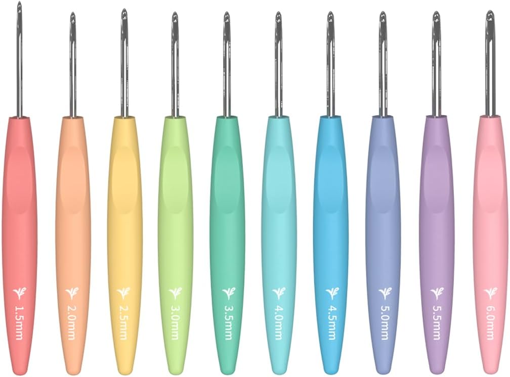 BEN YEDD Rainbow Color Skin Friendly Feeling Crochet Hooks Set 1 Set of 10