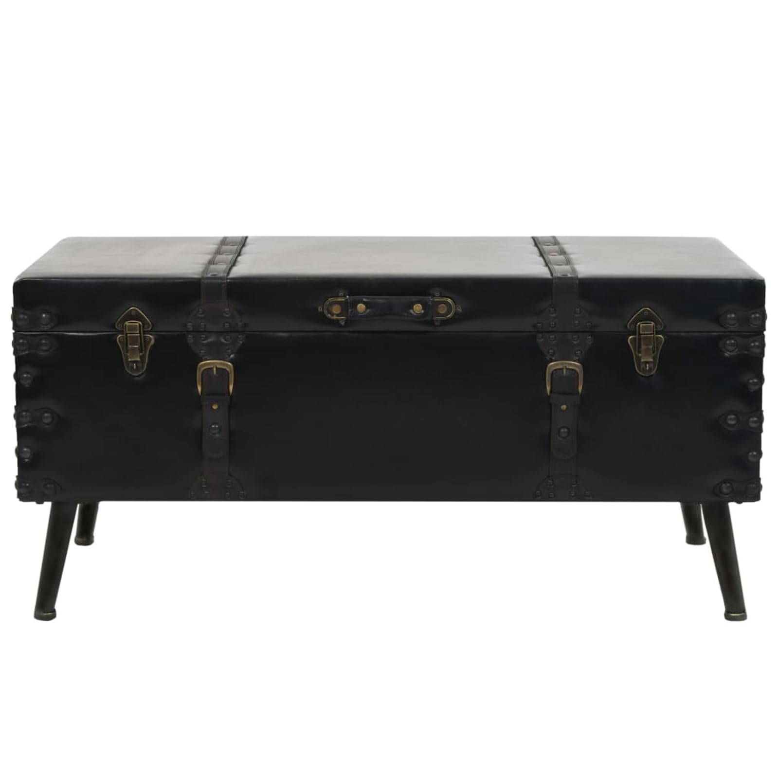 Gecheer Mesa de Centro Vintage con Almacenamiento, MDF y Cuero Artificial, 102x51x48 cm Modelo LYKLRZJ-245760ES