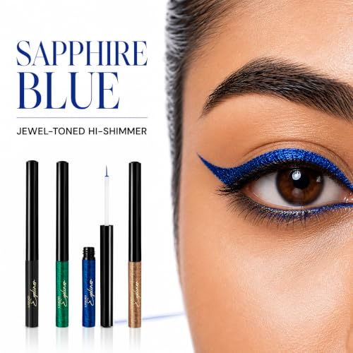 Image of Parul Garg Beauty PARIE Black Matte, Emerald Green, Sapphire Blue & Bronze Brown Shimmer Liquid Eyeliners Pack of 4| Waterproof, Long-Lasting & Quick-Drying | Precision Applicator | Enriched with Argan Oil | Intense Shimmer Finish | 3 ml