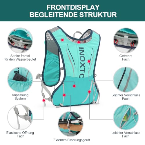 INOXTO Laufrucksack, 5L Leichter Trinkbeutel, geeignet für Outdoor-Wandern, Radwettbewerb, Bergsteiger-Trinkweste, Rucksack… – Ansicht 2
