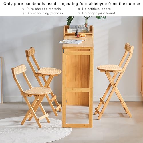 Tabouret de bar en bambou design haut de gamme avec dossier pour salle à manger - 8