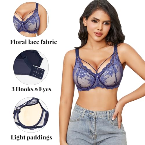 Image of Sexy Lace Bras for Women Plus Size Push Up Bra Full Coverage Underwire Bra