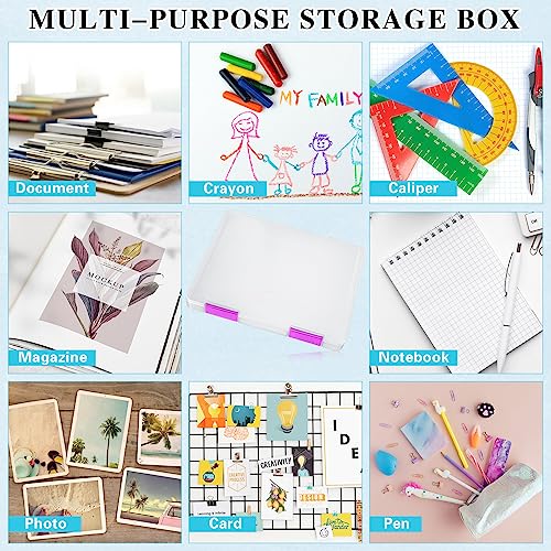 PerKoop 6 Pcs Clear A4 File Box Document Plastic Storage Box Paper Plastic Case Board Game Storage Containers Magazine Protector File Holder with Buckle (Colorful,12.4 x 9.84 x 1.18 Inches) - Thumbnail 5