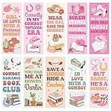Laffact Cowboy Romance Reader Bookmarks - 120Pcs Valentine's Day Cowboy Western Book Club Reading Tracker, Pink Cowboys Hat and Boots Bookish Gifts Reading Accessories for Book Lover Romance Reader