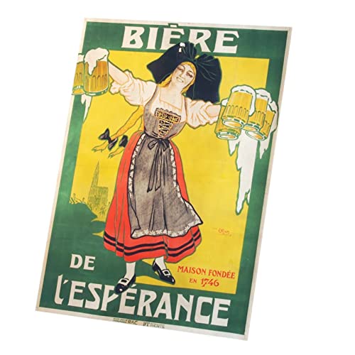 Tableau vintage bière l'Espérance France - Toile imprimée 40x53 cm