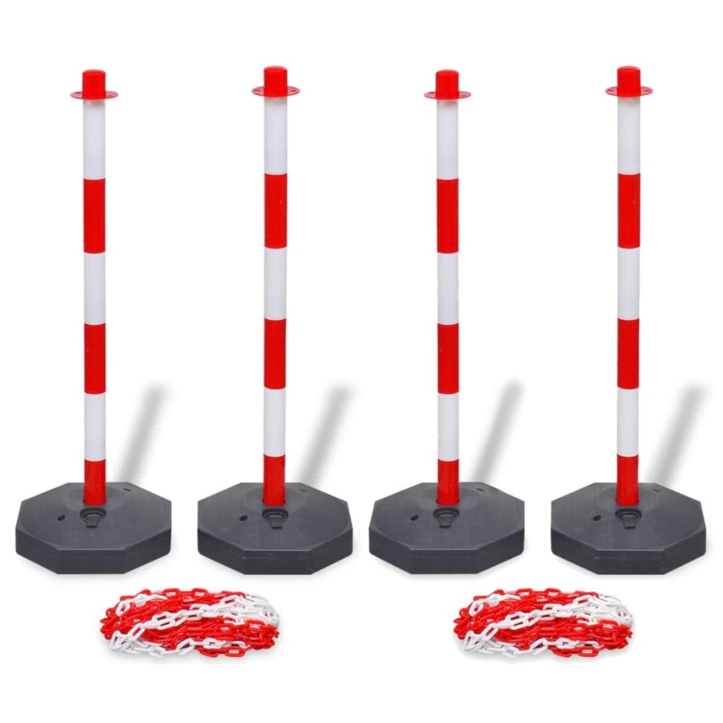 Set de 4 postes de cadena y 2 Chians de plástico de 10 m cada uno de los carteles de señalización industrial e industrial