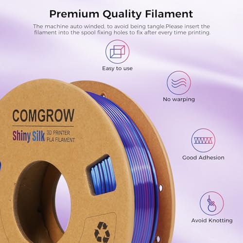 Image of Comgrow Silk Shiny Rainbow Multi-Color 3D Printer Filament, Comgrow 3D Printing Materials Silk PLA 1.75mm, 3D Printing Filament + /-0.02mm, 250g X 4 Spool