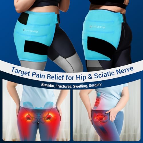 Image of Comfytemp Hip Ice Pack Wrap for Sciatica Pain Relief, Hip Replacement Kit After Surgery, Reusable Gel Ice Pack for Injuries, Hot Cold Compress Recovery Items Physical Therapy for Men Women (L /XL /2XL)