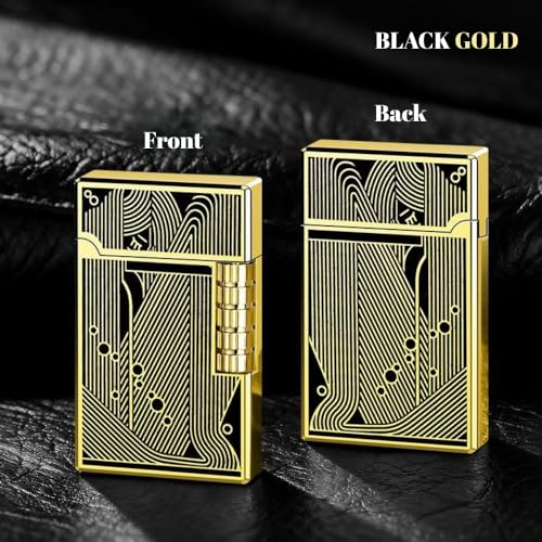 Image of Smoke King Sanji Retro Gas Lighter Pulley Ignition Lighter, Soft Flame Refillable Lighter, Collection & Gifting (Black)