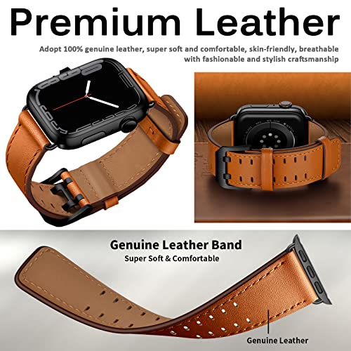 Miimall Compatible for Apple Watch 49mm/45mm/44mm/42mm Leather Strap - Image 3