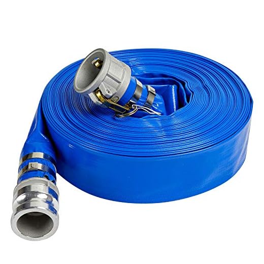LEBLEBALL 2" x 100 FT Blue Backwash Hose,Reinforced Discharge Hose for Swimming Pools Heavy Duty PVC Lay Flat Pool Drain Hose with Connector Aluminum Camlock C and E Fittings