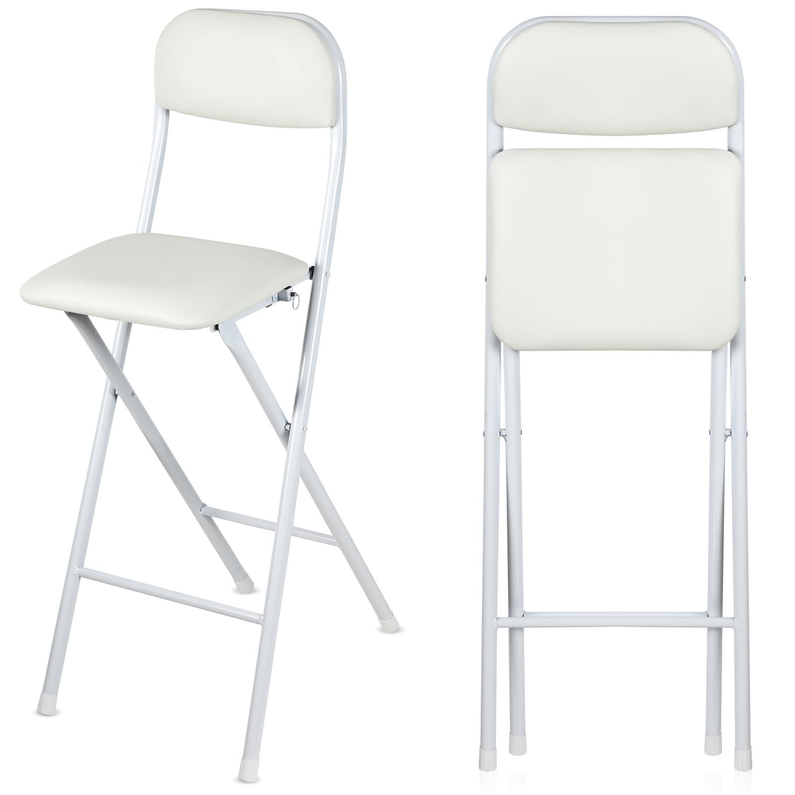 Geelin Folding Chair Stool Chair 25.6 Inch Foldable Chair Portable Folding Chairs with Padded Seats Bar Office Guitar Desk Counter Fold up Sitting Stool Chair for Adults Kids(Stylish, 2 Pcs)