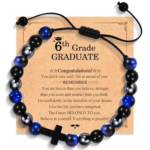 FIEEFX 6th Grade Graduation Gifts for Boys 2026 Graduation Card Decorations Bracelet Jewelry Presents for Boys Him Son Grandson Nephew Brother Friend