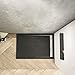 Piatto Doccia Nera Ruvida Rettangolare 70x80x3cm in Pietra Vulcanica e Resina Mista Ultraslim con Scarico Sifone Piletta