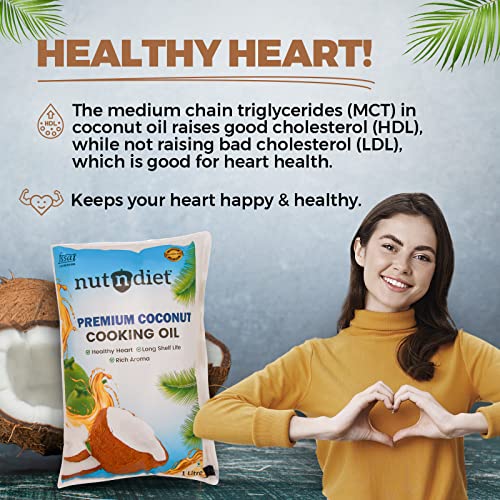 Image of nutndiet Premium Edible Coconut Oil For Cooking, Pouch 500ml