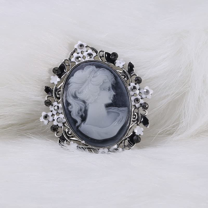 Image of lureme Vintage Elegant Victorian Lady Beauty Cameo with Crystal Brooch Pin (br000017)
