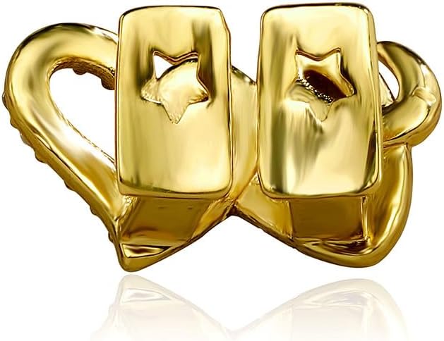 Gold Double Love Copper Micro-Inlaid Zircon Hip-Hop Braces Teeth Grills Tooth Decoration Personality Trend