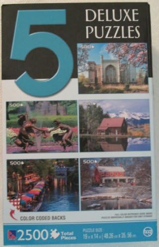 5 Deluxe Jigsaw Puzzles - 2500 Total Pieces, Nature & Cultural Scenes in U.S. and Poland