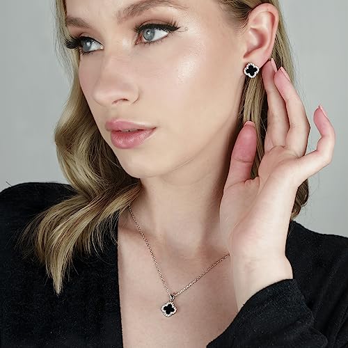 Four Leaf Crystal Clover Necklace Earring Set for Women | 18K Gold Plated Cubic Zirconia Bracelet | 4 Leaf Lucky Pendant and Ear Studs | Jewelry Gift for Her - Image 4