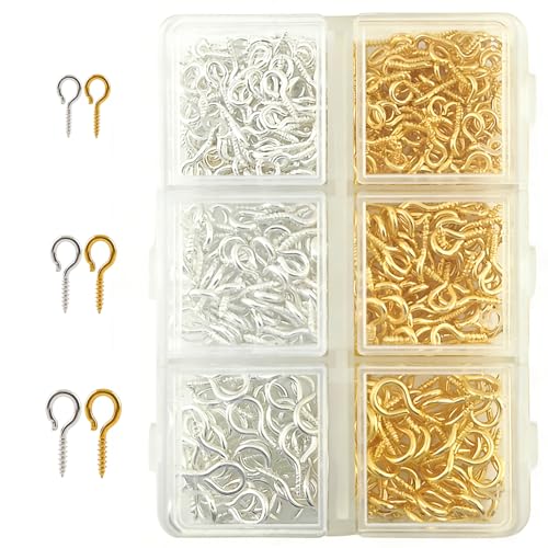soitzhoc Fabrication de bijoux petits œillets à visser | 400 mini-tiges vis crochet, métal petit crochet, mini crochet a visser | Convient pour les...