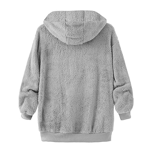 Cbcbtwo Fuzzy Fleece Jacket for Women Plus Size Warm Winter Coats Fluffy Sherpa Hoodie Zip up Casual Cardigan Outerwear3