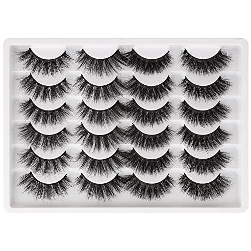 ALPHONSE False Lashes Faux Mink Eyelashes 20MM 6D Volume Cat-Eye Fluffy Lashes Fake Eye Lashes Pack 12 Pairs 2 Styles Mixed