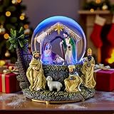 Nativity Christmas Snow Globe Lantern, Musical Snow Globe with Lighted Nativity Scene, Large Snow Globe for Christmas Decorations Indoor for Home
