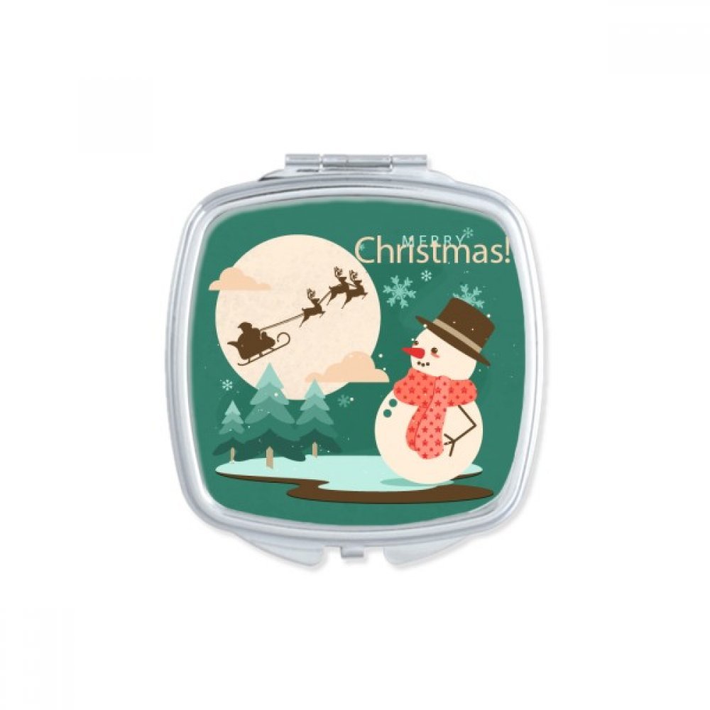 Miroir compact de maquillage avec motif Noël pour sac à main